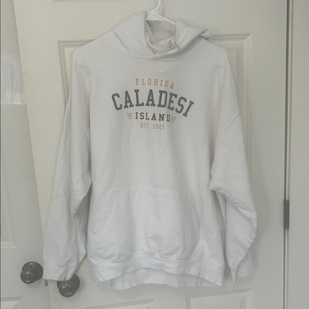 Florida Caladesi Island women’s Hoodie sweatshirt size XL cream cotton blend